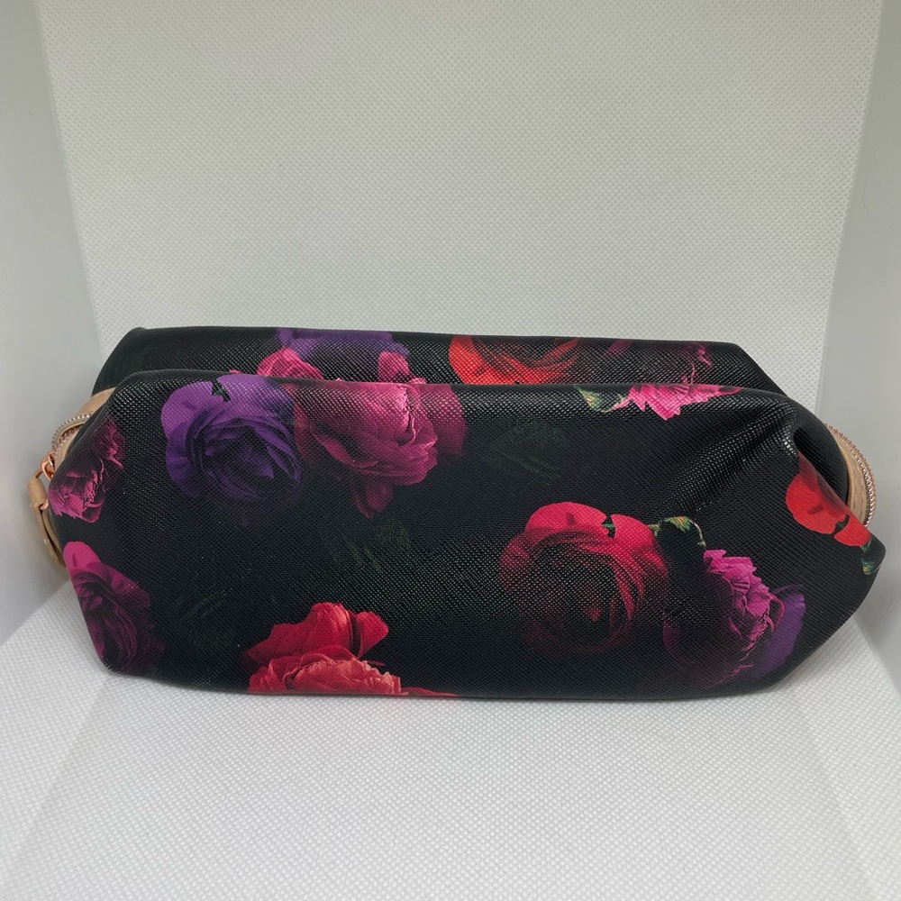 Black Floral Cosmetic Bag